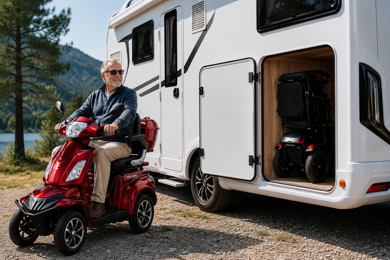 scooter électrique 4 roues stable pour les caping cariste